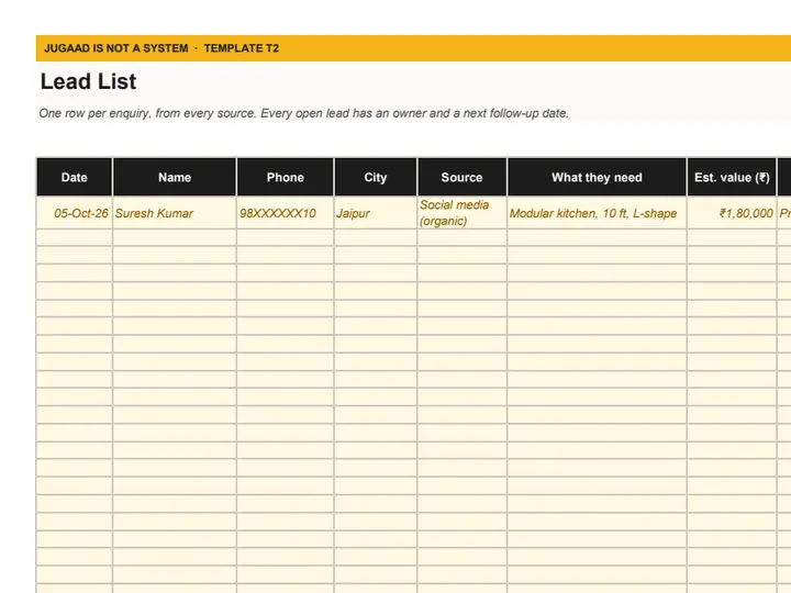 Preview of Lead List and Stages