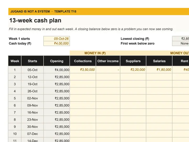 Preview of 13-Week Cash Plan